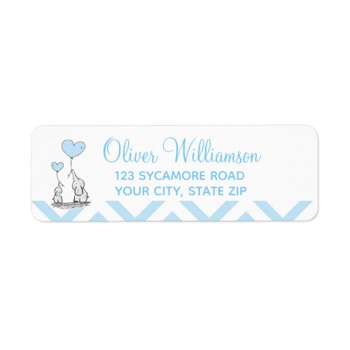 Baby Blue Cute Elephants Personalized Label