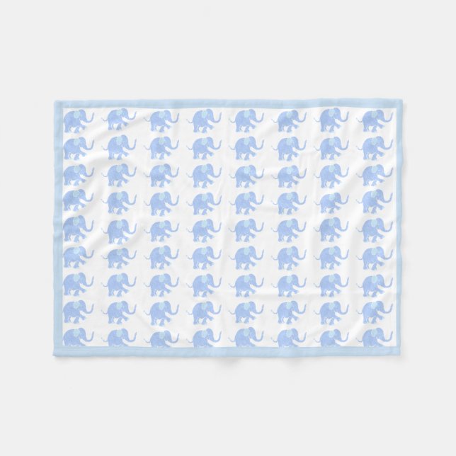 Baby Blue Cute Little Elephant Baby Pattern Fleece Blanket (Front (Horizontal))