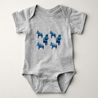 Baby Blue Dala Horse Body Suit Baby Bodysuit