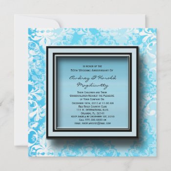 Baby Blue Damask Anniversary Party Invitation by ForeverAndEverAfter at Zazzle