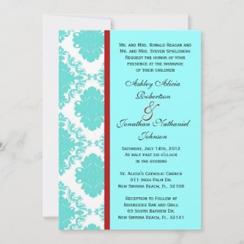Baby Blue Damask Wedding Invite by ForeverAndEverAfter at Zazzle