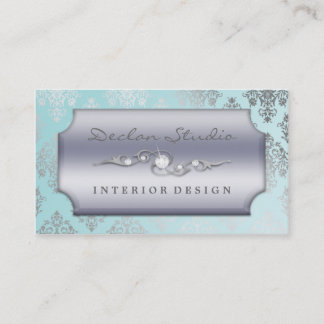 Baby Blue Dashing Damask Fashion/Interior Design Business Card