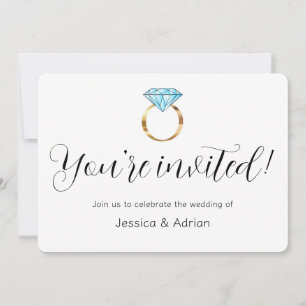 Baby Blue Diamond Ring Wedding Invitation