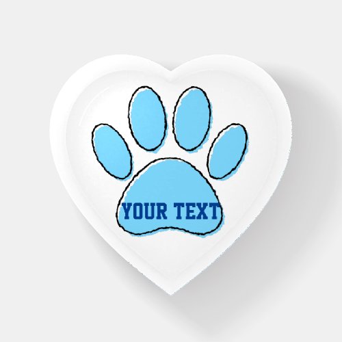 Baby Blue Dog Paw Print With Custom Text  Paperweight