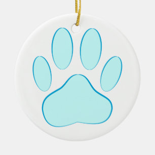 Baby Blue Dog Pawprint Ceramic Ornament