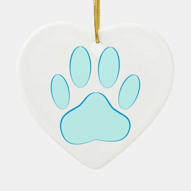 Baby Blue Dog Pawprint Ceramic Ornament (Front)