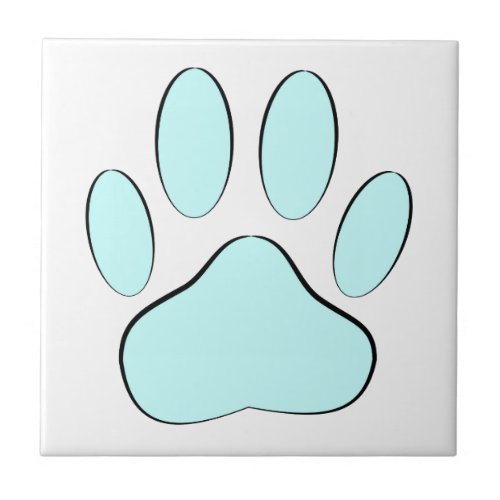 Baby Blue Dog Pawprint Ceramic Tile