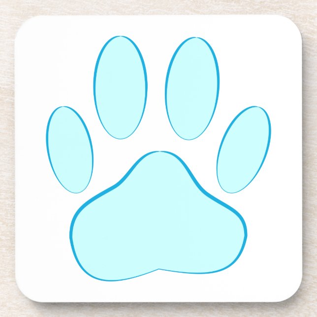 Baby Blue Dog Pawprint Drink Coaster (Front)