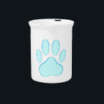 Baby Blue Dog Pawprint Drink Pitcher<br><div class="desc">Cartoon dog pawprint in blue.</div>