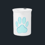 Baby Blue Dog Pawprint Drink Pitcher<br><div class="desc">Cartoon dog pawprint in blue.</div>