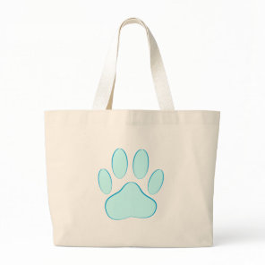 Baby Blue Dog Pawprint Large Tote Bag