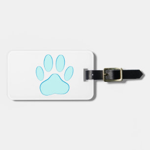 Baby Blue Dog Pawprint Luggage Tag