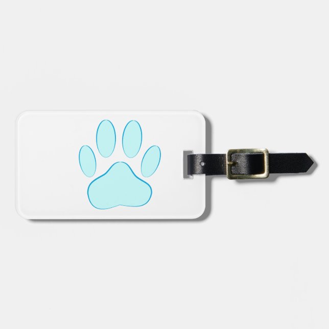 Baby Blue Dog Pawprint Luggage Tag (Front Horizontal)