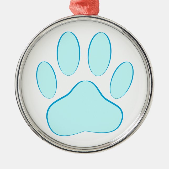 Baby Blue Dog Pawprint Metal Ornament (Front)