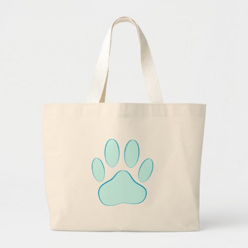 Baby Blue Dog Pawprint Pet Large Tote Bag