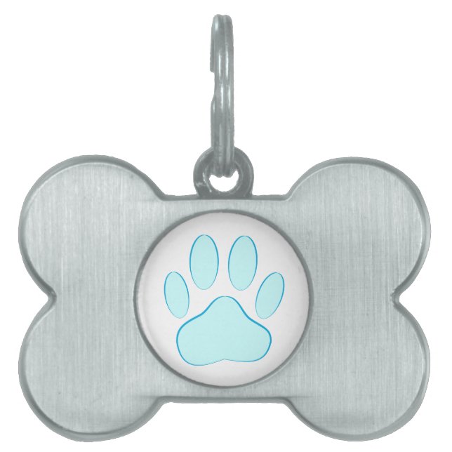 Baby Blue Dog Pawprint Pet Tag (Front)