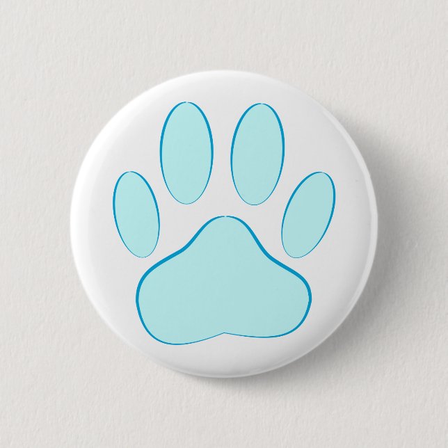 Baby Blue Dog Pawprint Pinback Button (Front)