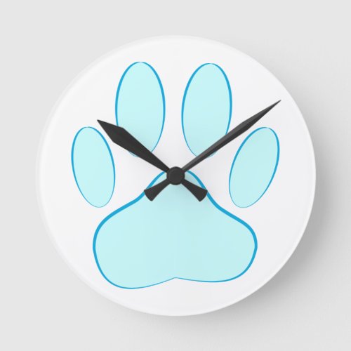 Baby Blue Dog Pawprint Round Clock