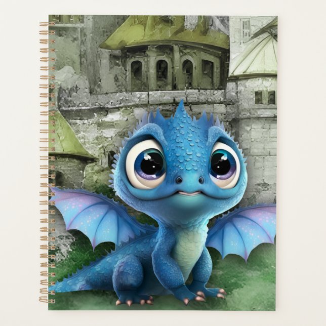 Baby Blue Dragon And Fantasy Medieval Castle Planner (Front)