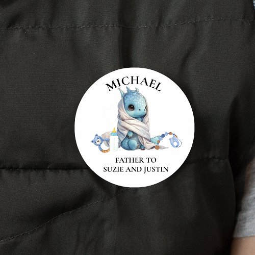 Baby Blue Dragon Shower Custom Name tag Sticker