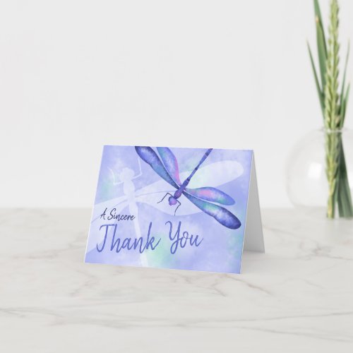 Baby Blue Dragonfly Bat Mitzvah Thank You Card