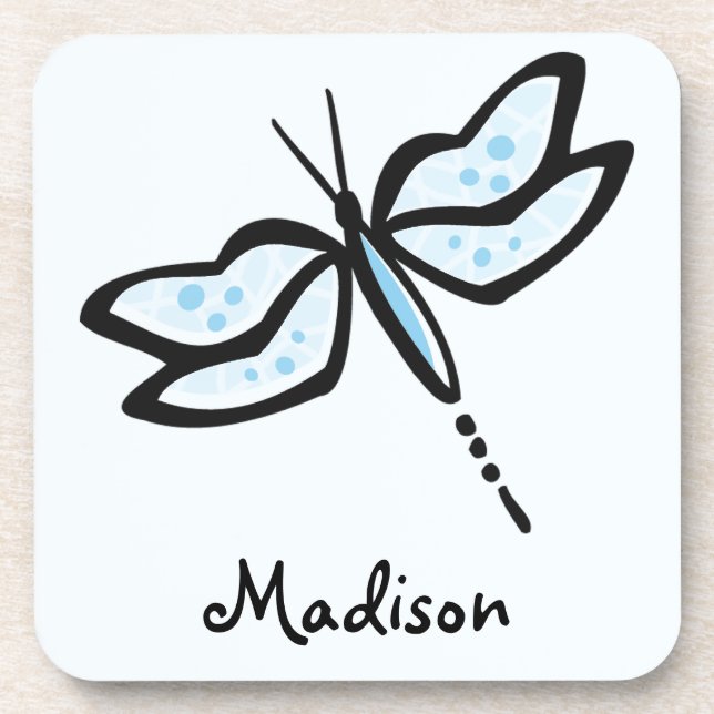 Baby Blue Dragonfly Beverage Coaster (Front)