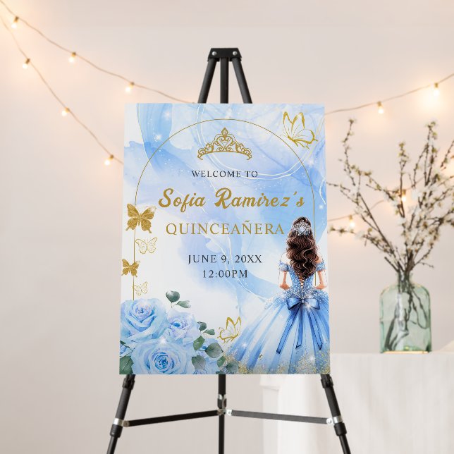  Baby Blue Dress Princess Quinceañera  Foam Board (In Situ (Stand))