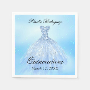 Baby Blue Dress Quinceanera Custom Napkins