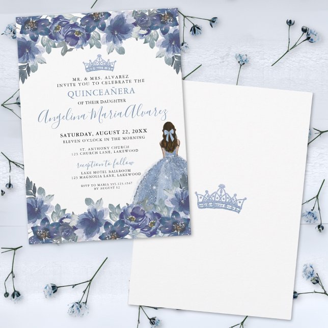 Baby Blue Dress Quinceanera Invitation (Elegant Blue Quinceanera Invitation)