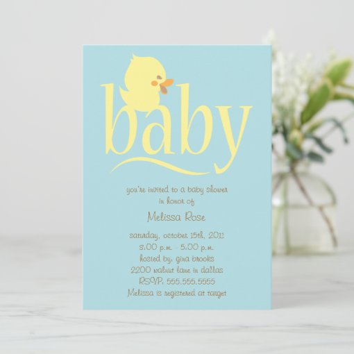 Baby Blue Duckling Baby Shower Invitations Zazzle