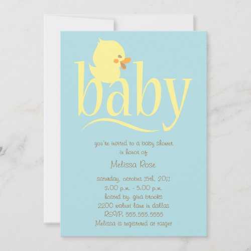 Baby Blue Duckling Baby Shower Invitations