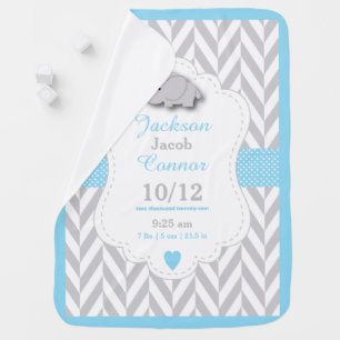 Baby Blue Elephant Birth Keepsake Design  🐘 Baby Blanket