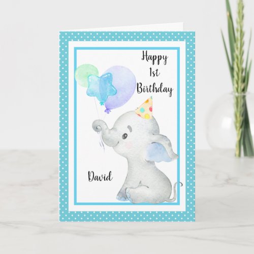 Baby Blue Elephant Cute Birthday Boy Custom