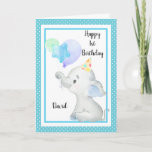 Baby Blue Elephant Cute Birthday Boy Custom Card<br><div class="desc">Baby Blue Elephant Cute Birthday Boy Custom</div>