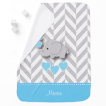 Baby Blue Elephant Design Stroller Blanket