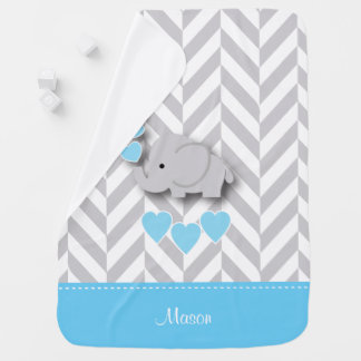 Baby Blue Elephant Design Stroller Blanket