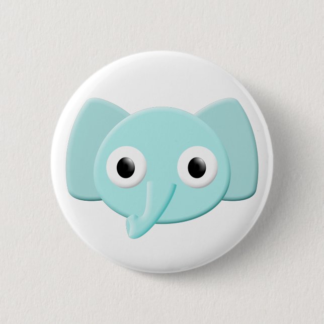 Baby Blue Elephant Drawing Button (Front)