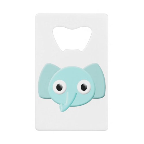 Baby Blue Elephant Drawing Credit Card Bottle Opener