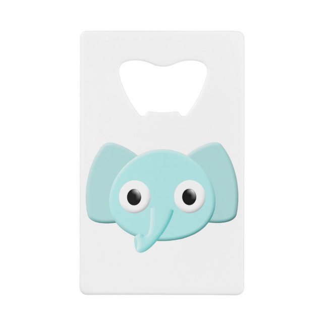 Baby Blue Elephant Drawing Credit Card Bottle Opener (Front)