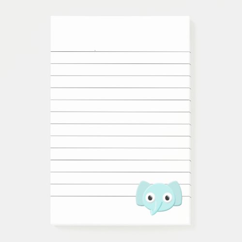 Baby Blue Elephant Drawing Lined Post_it Notes