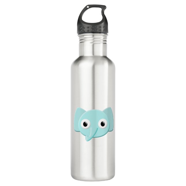 Baby Blue Elephant Drawing Stainless Steel Water Bottle (Front)