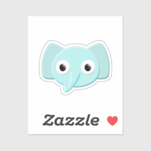 Baby Blue Elephant Drawing Sticker