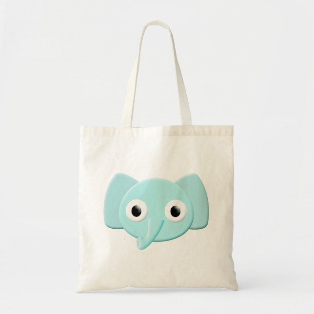 Baby Blue Elephant Drawing Tote Bag (Front)