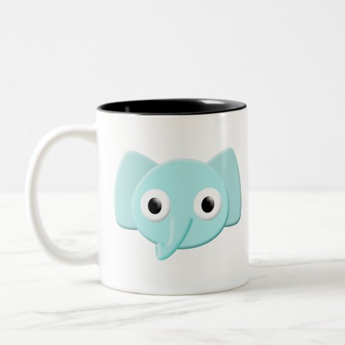 Baby Blue Elephant Drawing Two_Tone Coffee Mug