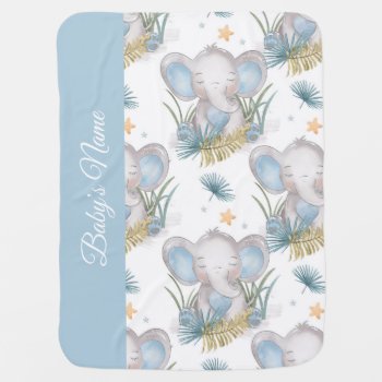 Baby Blue Elephant Infant Shower Gift Baby Blanket by Precious_Baby_Gifts at Zazzle