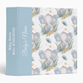 Baby Blue Elephant Infant Shower Photos 3 Ring Bin 3 Ring Binder by Precious_Baby_Gifts at Zazzle