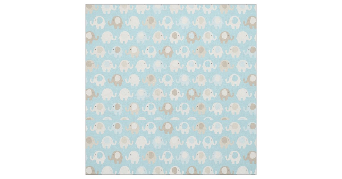 Baby Blue Elephant Pattern Fabric | Zazzle