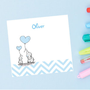 Baby Blue Elephant Personalized Baby Boy Post-it Notes