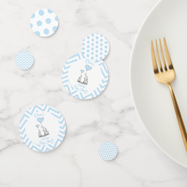 Baby Blue Elephant Personalized Baby Shower Confetti (Group)