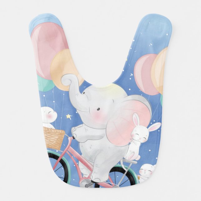 Baby Blue Elephant Shower Gift Baby Bib (Front)